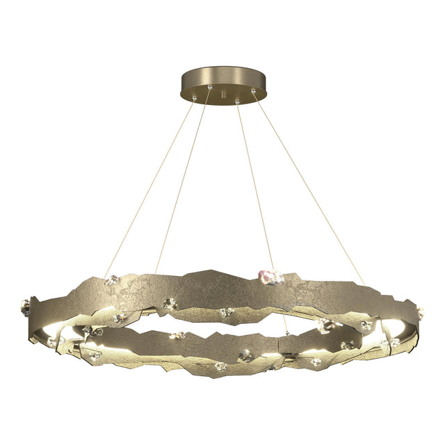 Hubbardton Forge 2024 Soft Gold Crystal Standard Trove LED Circular Pendant