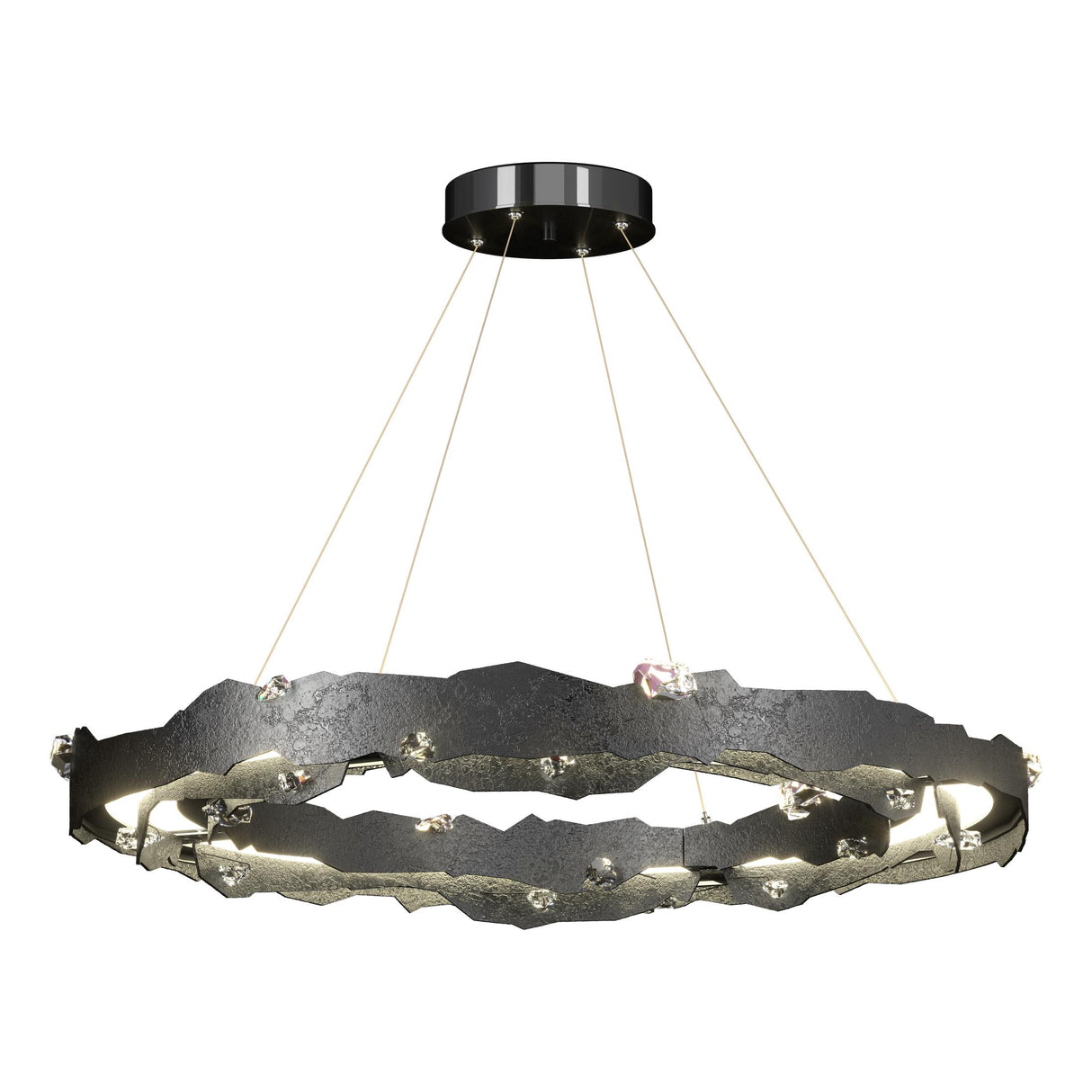 Hubbardton Forge 2024 Ink Crystal Standard Trove LED Circular Pendant