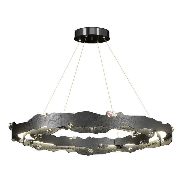 Hubbardton Forge 2024 Ink Crystal Standard Trove LED Circular Pendant