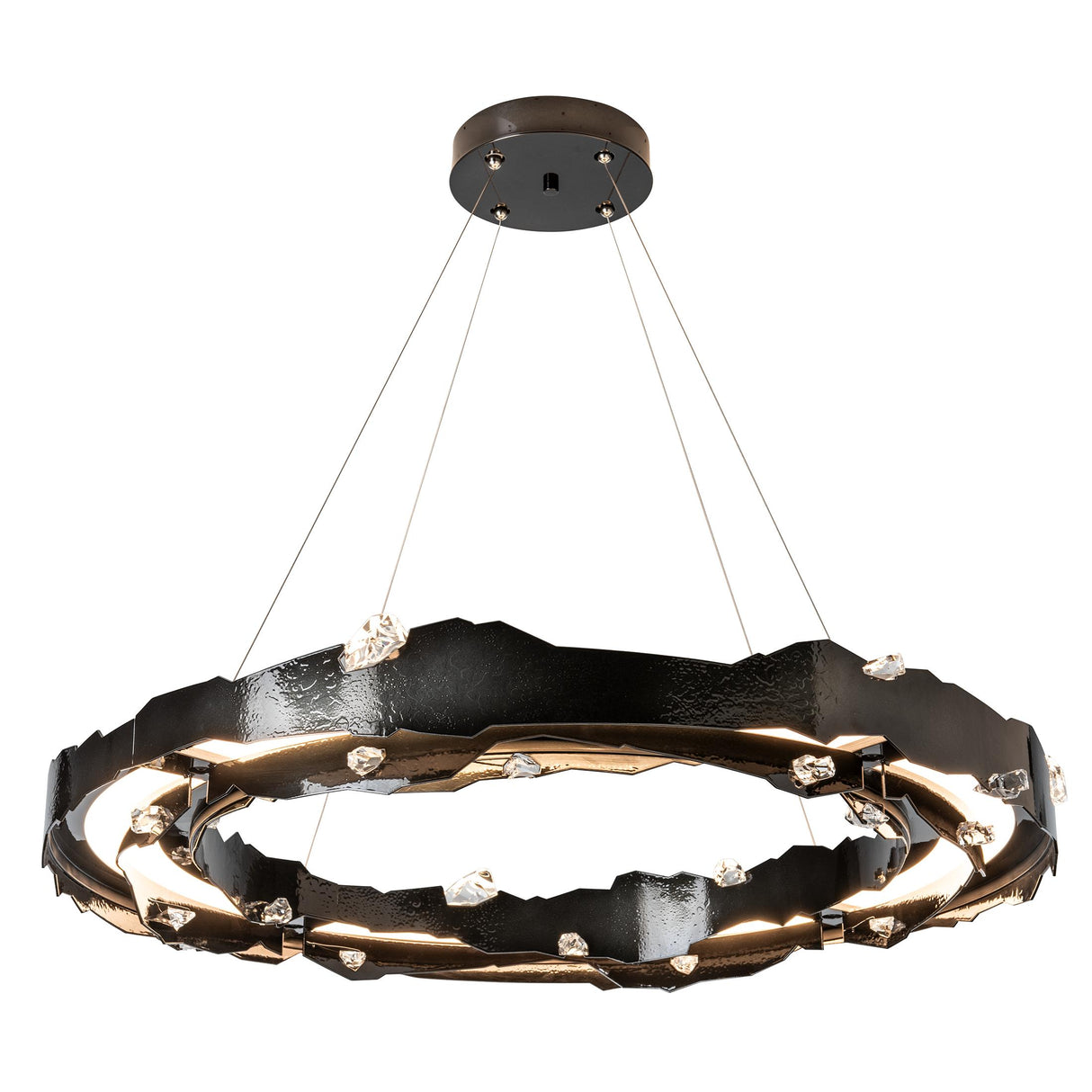 Hubbardton Forge 2024 Ink Crystal Standard Trove LED Circular Pendant