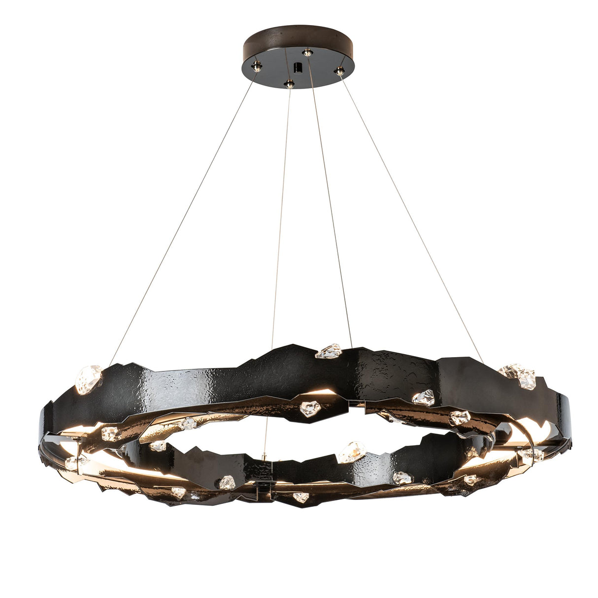 Hubbardton Forge 2024 Ink Crystal Standard Trove LED Circular Pendant