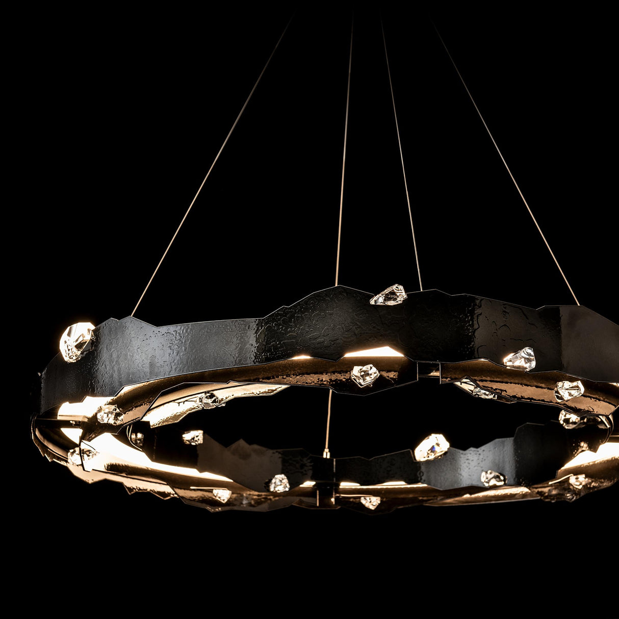 Hubbardton Forge 2024 Ink Crystal Standard Trove LED Circular Pendant