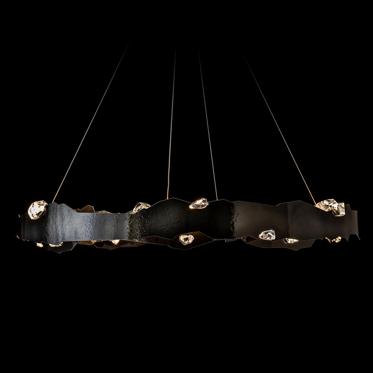 Hubbardton Forge 2024 Ink Crystal Standard Trove LED Circular Pendant