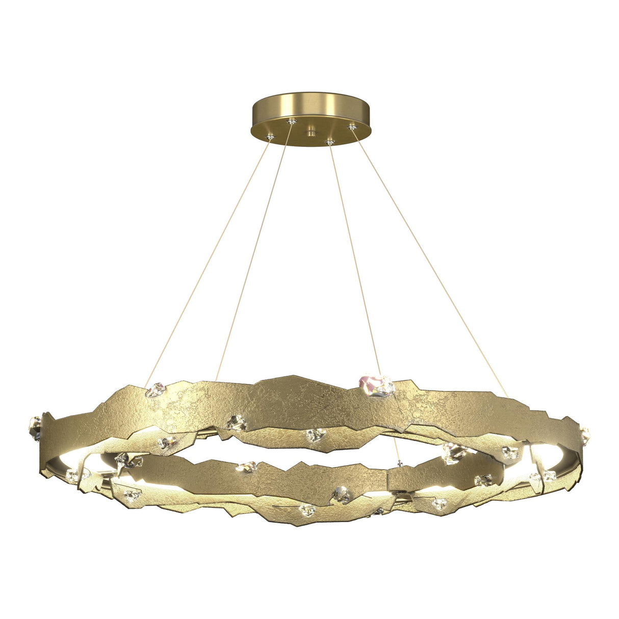 Hubbardton Forge 2024 Modern Brass Crystal Standard Trove LED Circular Pendant