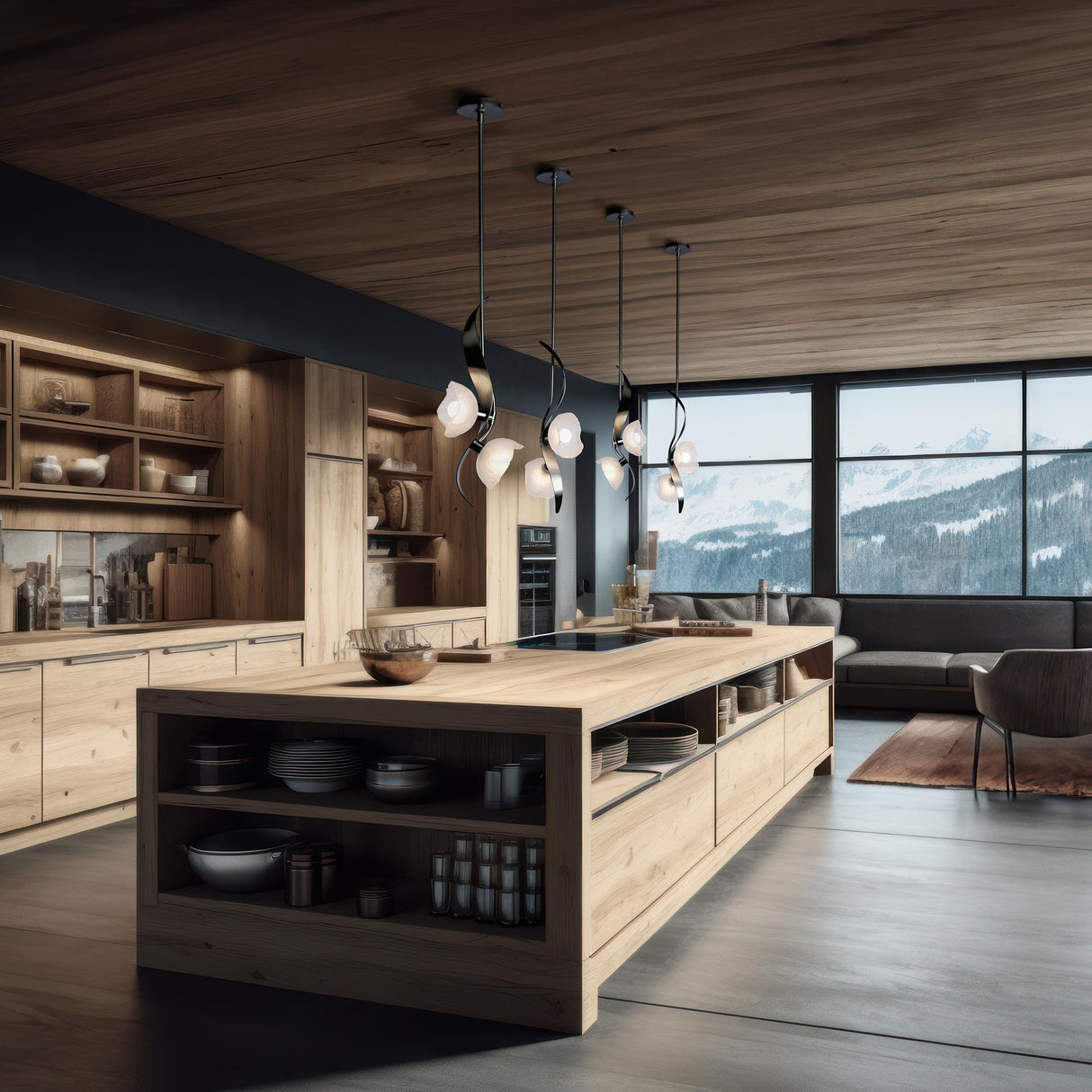 Hubbardton Forge 2024 Ink Frosted Glass (FD) Multi Mika 2-Light Pendant