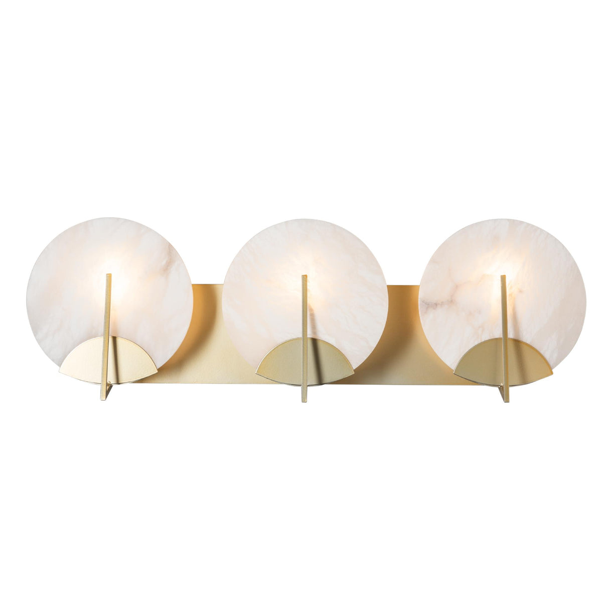 Hubbardton Forge 2025 Modern Brass Alabaster Callisto 3-Light Bath Sconce