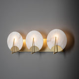 Hubbardton Forge 2025 Modern Brass Alabaster Callisto 3-Light Bath Sconce