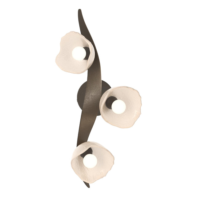 Hubbardton Forge 2024 Dark Smoke Frosted Glass (FD) Mika 3-Light Large Sconce/Semi-Flush