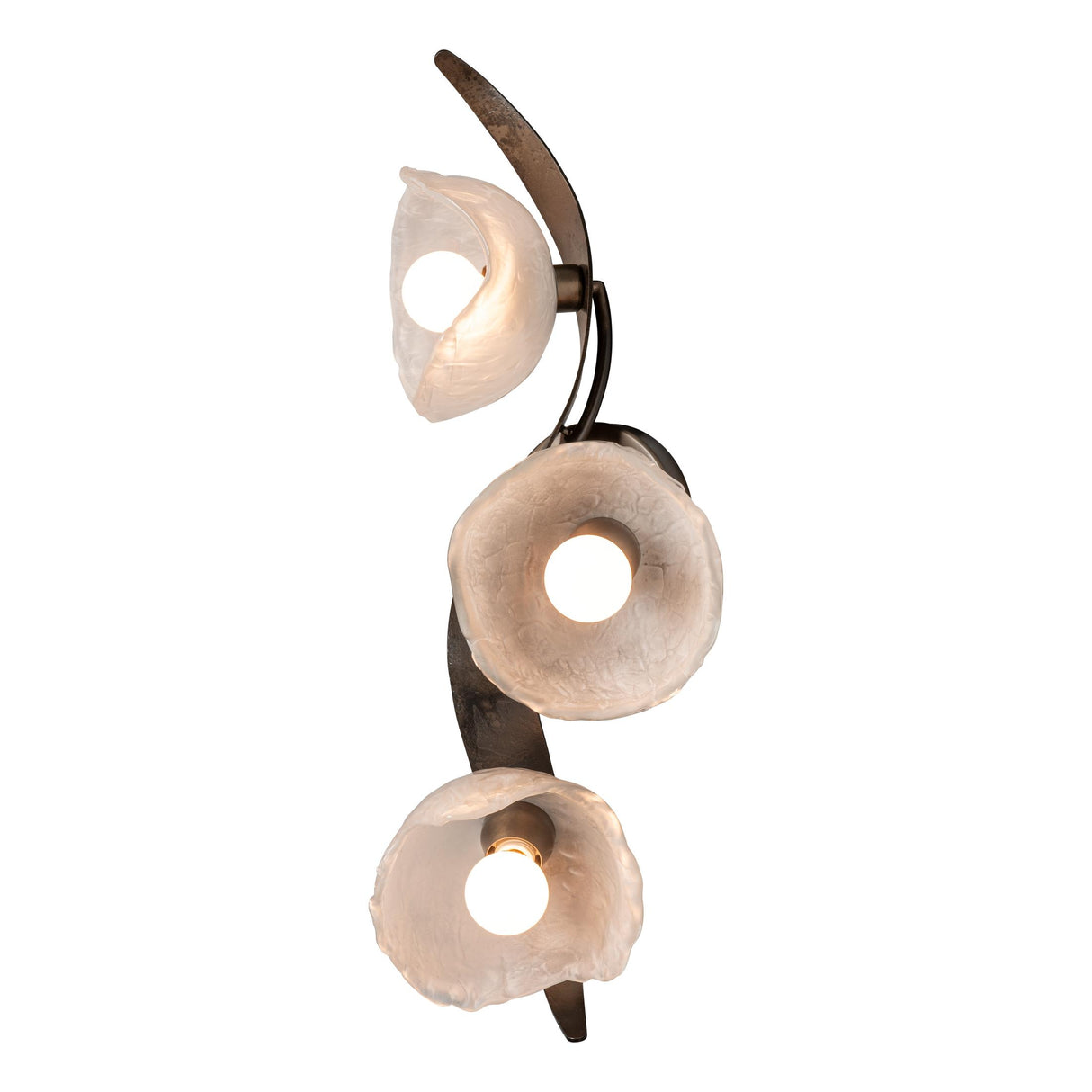 Hubbardton Forge 2024 Dark Smoke Frosted Glass (FD) Mika 3-Light Large Sconce/Semi-Flush