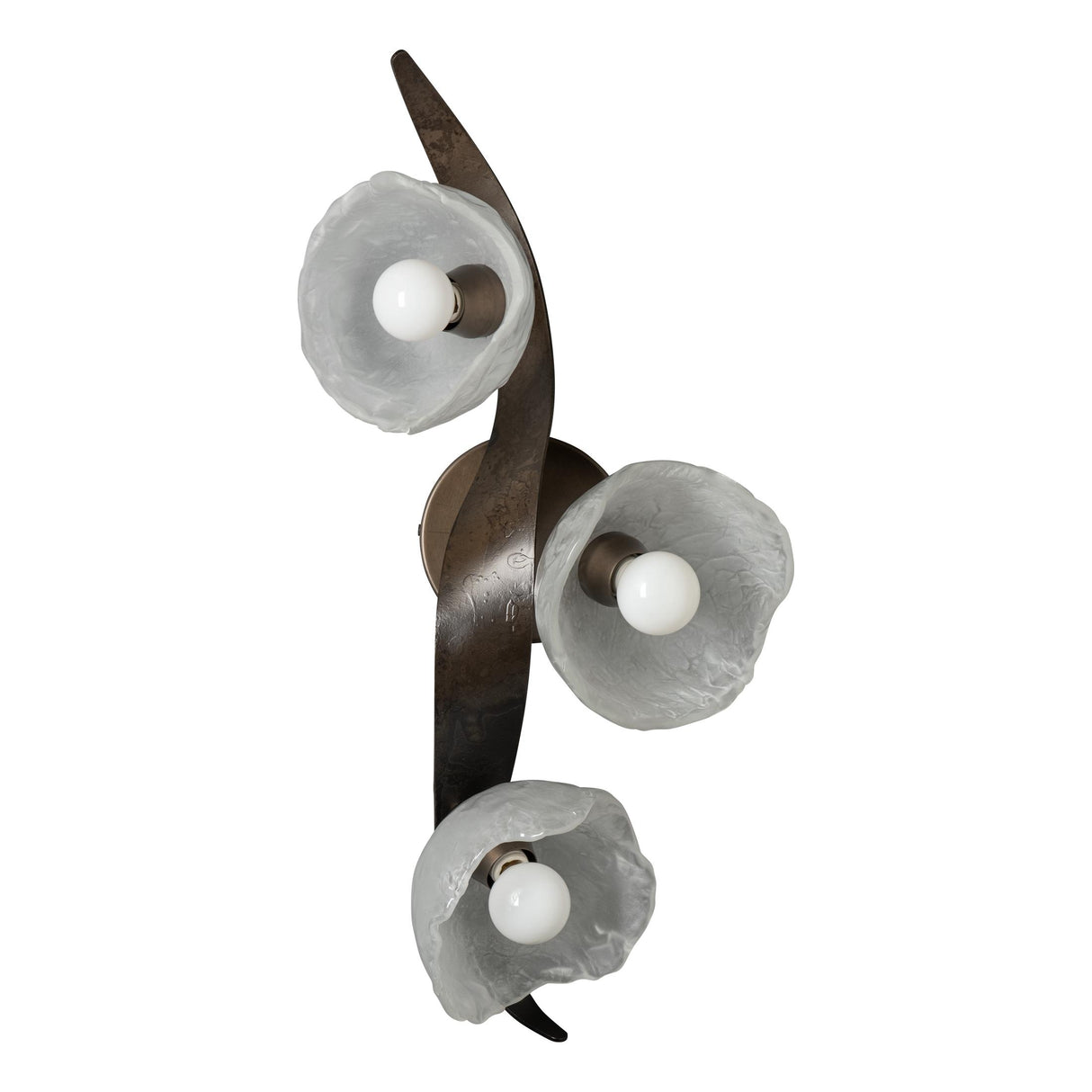 Hubbardton Forge 2024 Dark Smoke Frosted Glass (FD) Mika 3-Light Large Sconce/Semi-Flush