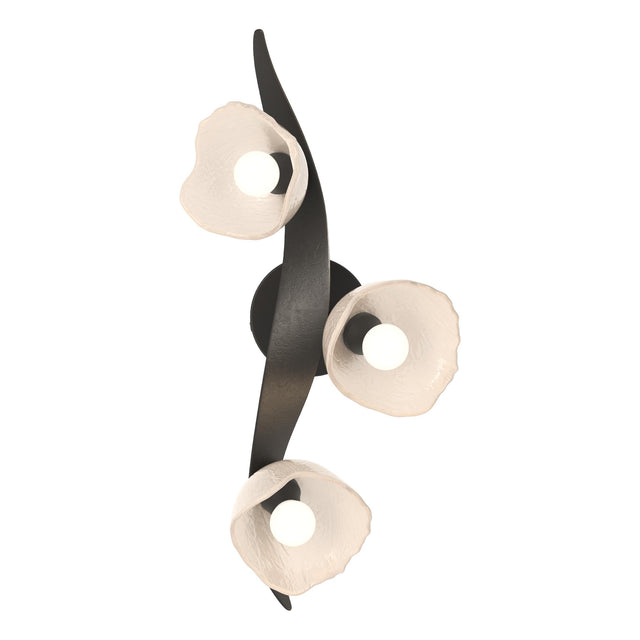 Hubbardton Forge 2024 Black Frosted Glass (FD) Mika 3-Light Large Sconce/Semi-Flush