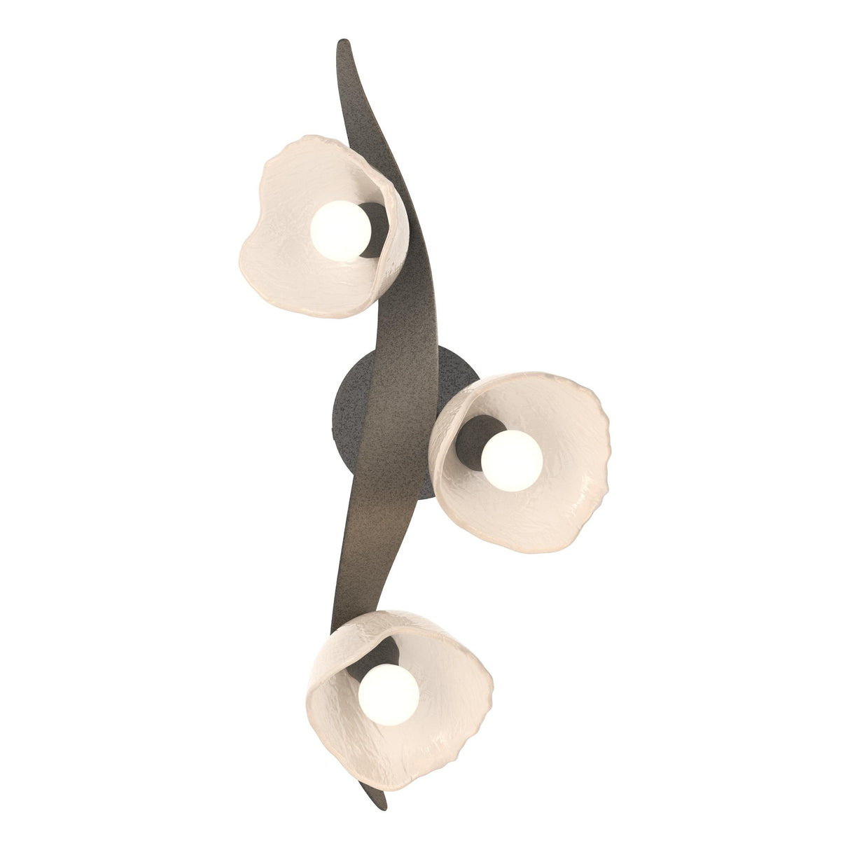 Hubbardton Forge 2024 Natural Iron Frosted Glass (FD) Mika 3-Light Large Sconce/Semi-Flush