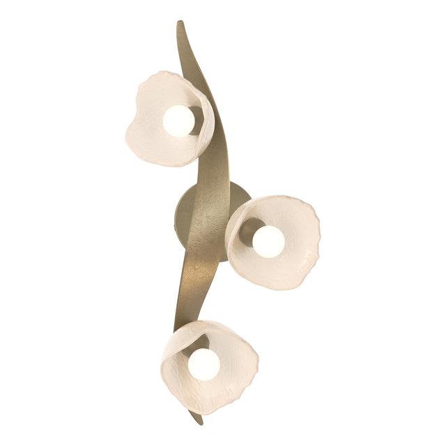 Hubbardton Forge 2024 Soft Gold Frosted Glass (FD) Mika 3-Light Large Sconce/Semi-Flush