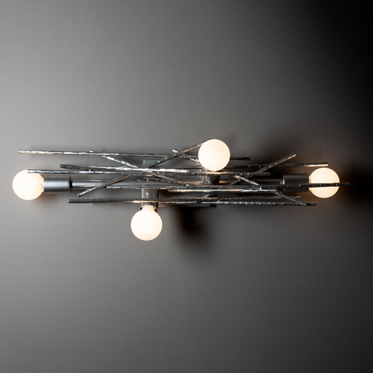 Hubbardton Forge 2024 Sterling Brindille 4-Light Large Sconce/Semi-Flush