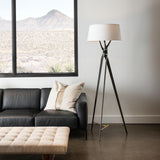 Hubbardton Forge 2023 Oil Rubbed Bronze Modern Brass Natural Anna Shade (SF) Tryst Floor Lamp