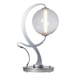 Hubbardton Forge 2023 Sterling Black Leather Crackle Glass (CK) Pression Table Lamp