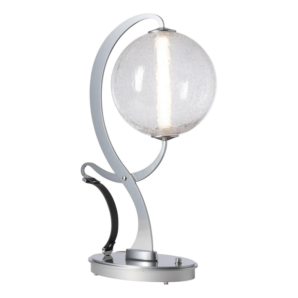 Hubbardton Forge 2023 Sterling Black Leather Crackle Glass (CK) Pression Table Lamp