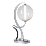 Hubbardton Forge 2023 Sterling Black Leather Crackle Glass (CK) Pression Table Lamp