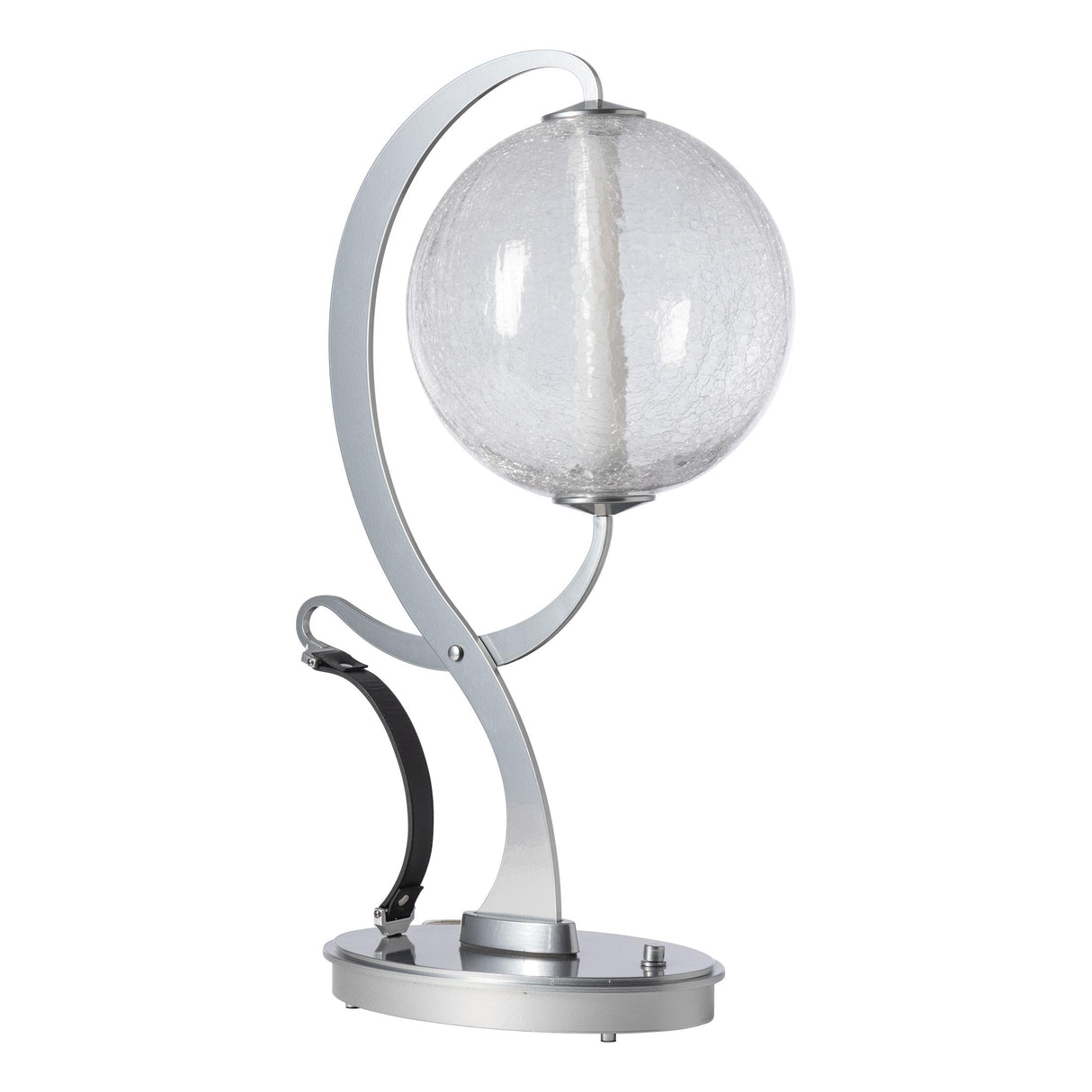 Hubbardton Forge 2023 Sterling Black Leather Crackle Glass (CK) Pression Table Lamp