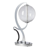 Hubbardton Forge 2023 Sterling Black Leather Crackle Glass (CK) Pression Table Lamp