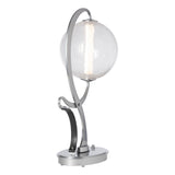 Hubbardton Forge 2023 Sterling Black Leather Crackle Glass (CK) Pression Table Lamp