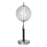 Hubbardton Forge 2023 Sterling Black Leather Crackle Glass (CK) Pression Table Lamp