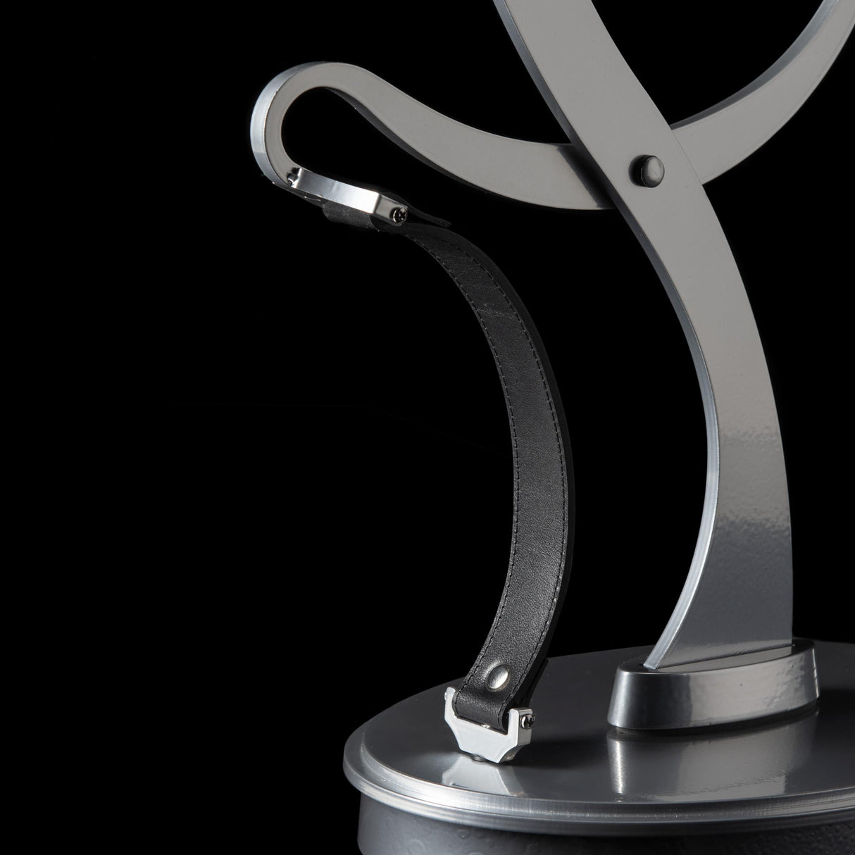 Hubbardton Forge 2023 Sterling Black Leather Crackle Glass (CK) Pression Table Lamp
