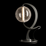 Hubbardton Forge 2023 Sterling Black Leather Crackle Glass (CK) Pression Table Lamp