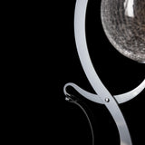 Hubbardton Forge 2023 Sterling Black Leather Crackle Glass (CK) Pression Table Lamp