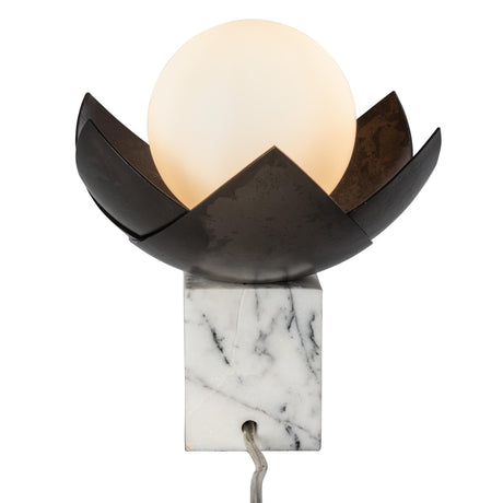 Hubbardton Forge 2025 Dark Smoke Lilac Marble Blossom Mini Table Lamp