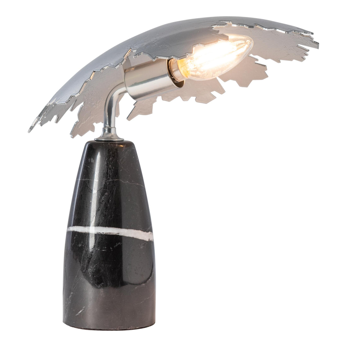 Hubbardton Forge 2025 Sterling Black Marble Pangea Mini Table Lamp