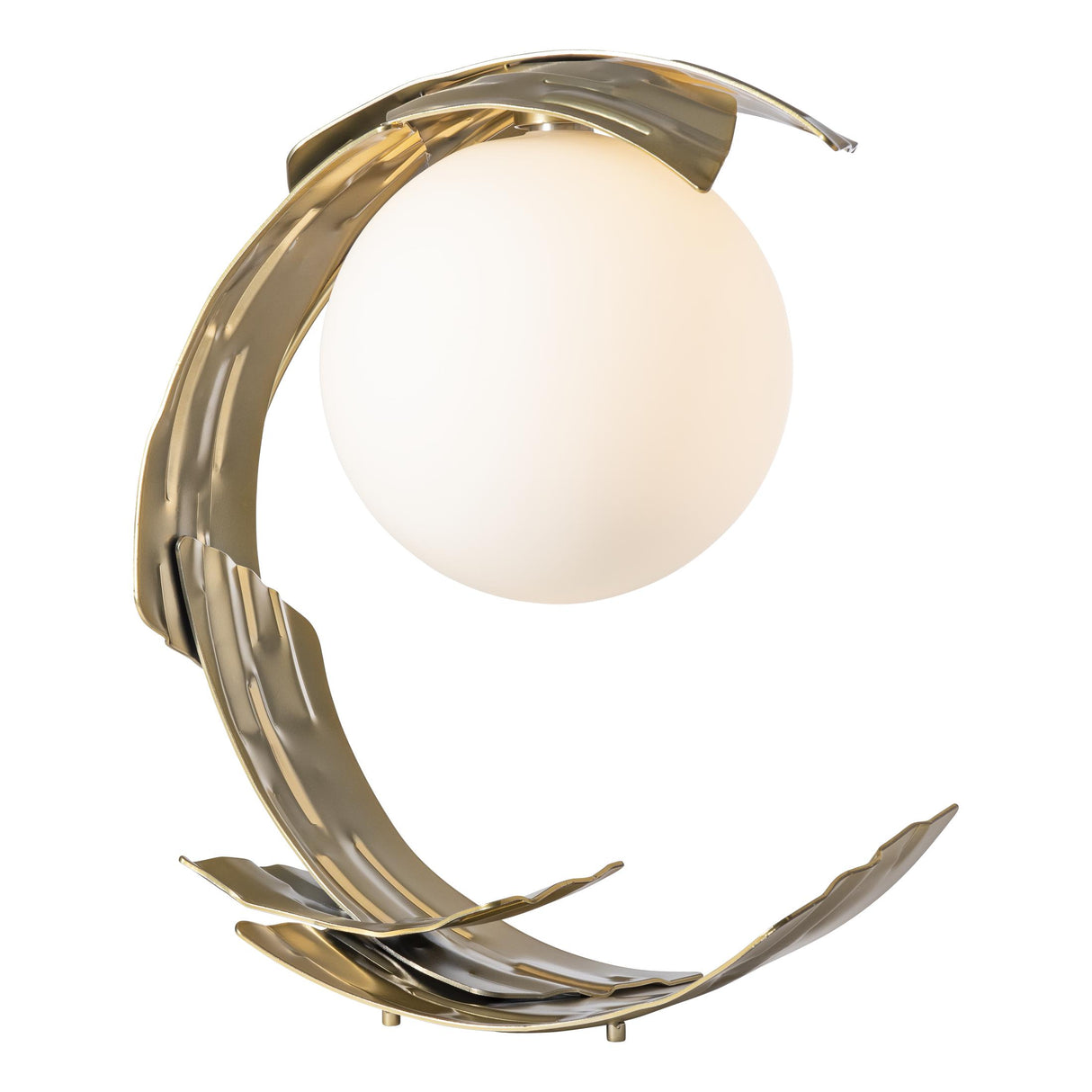 Hubbardton Forge 2023 Modern Brass Opal Glass (GG) Crest Table Lamp