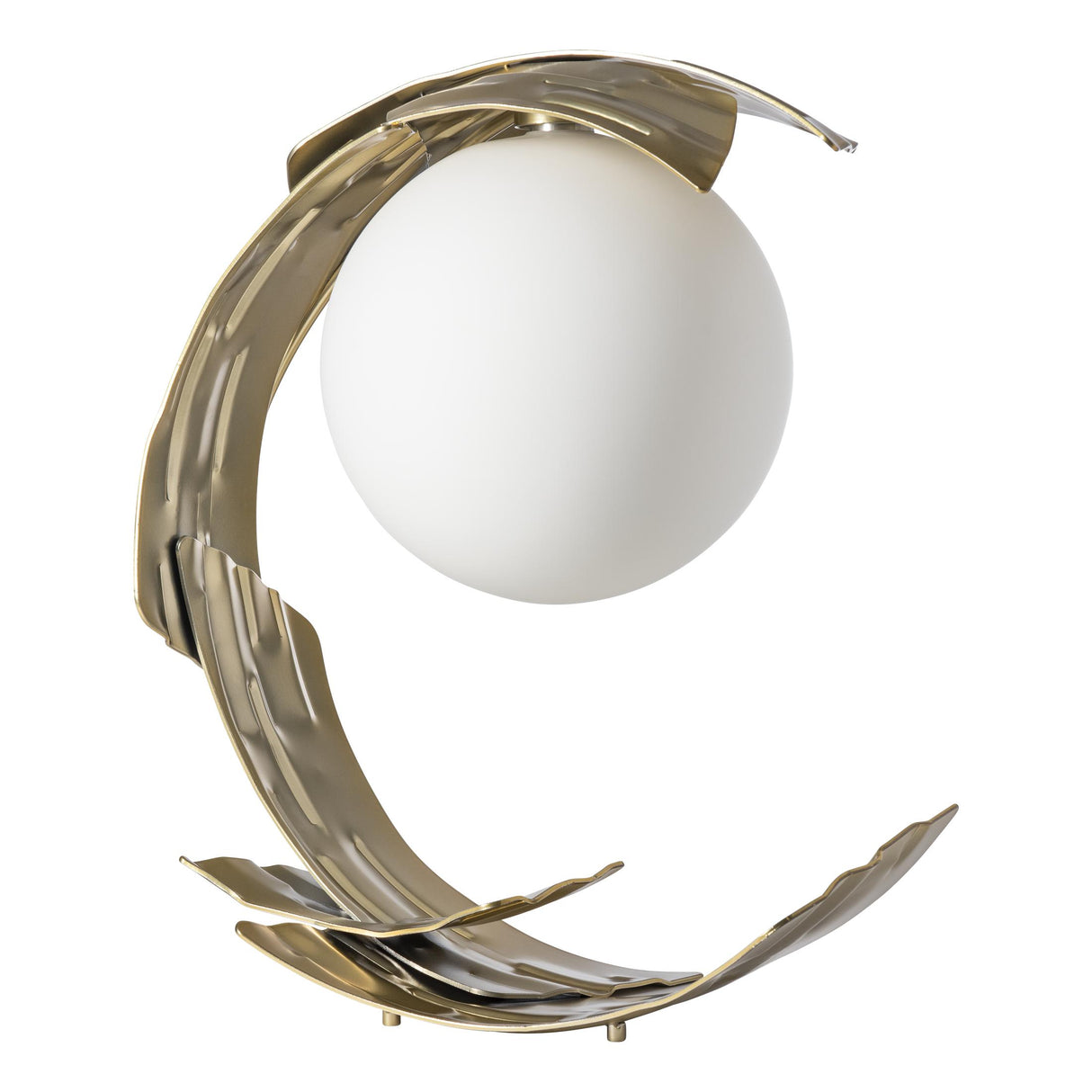 Hubbardton Forge 2023 Modern Brass Opal Glass (GG) Crest Table Lamp