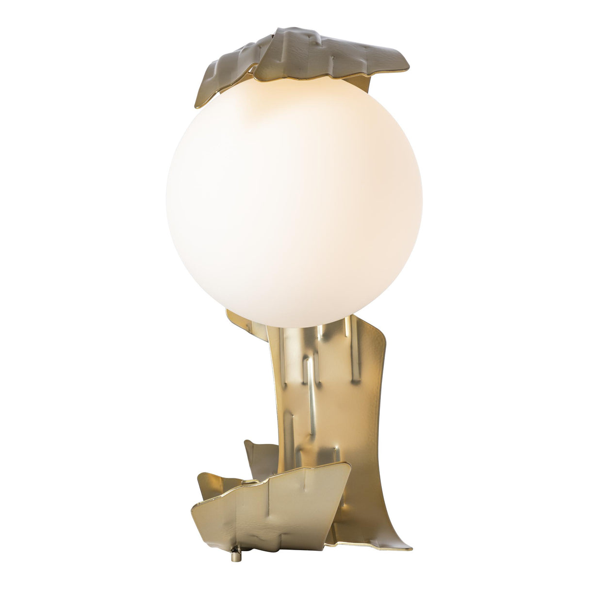 Hubbardton Forge 2023 Modern Brass Opal Glass (GG) Crest Table Lamp