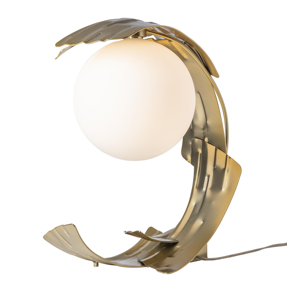 Hubbardton Forge 2023 Modern Brass Opal Glass (GG) Crest Table Lamp