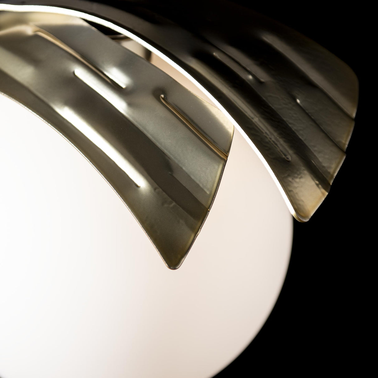 Hubbardton Forge 2023 Modern Brass Opal Glass (GG) Crest Table Lamp
