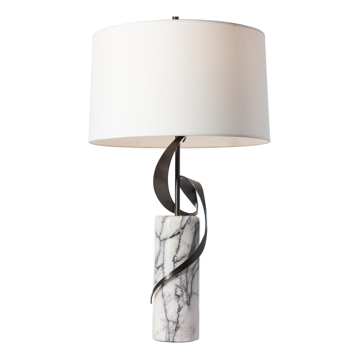 Hubbardton Forge 2023 Dark Smoke Lilac Marble Natural Anna Shade (SF) Rivulet Table Lamp