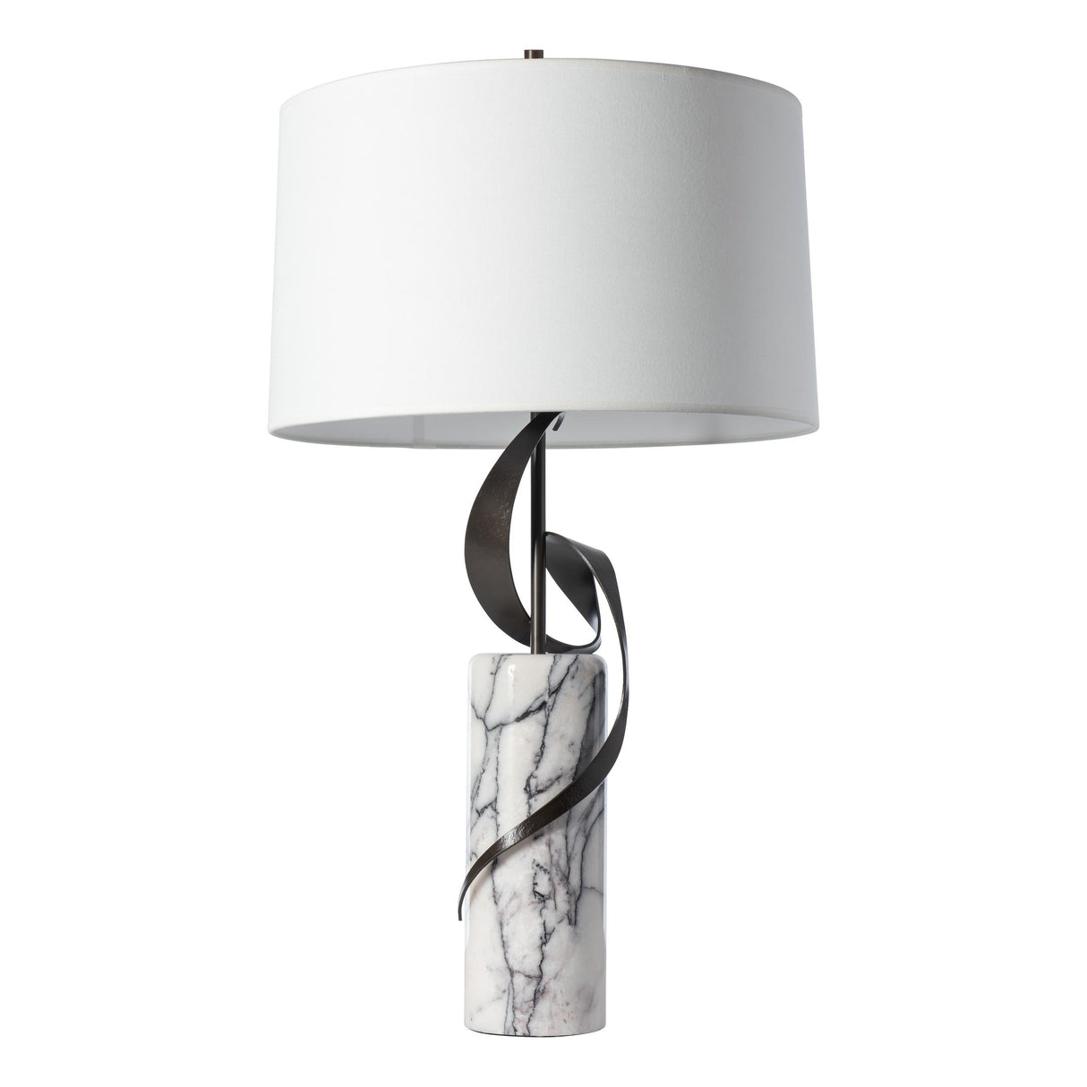 Hubbardton Forge 2023 Dark Smoke Lilac Marble Natural Anna Shade (SF) Rivulet Table Lamp