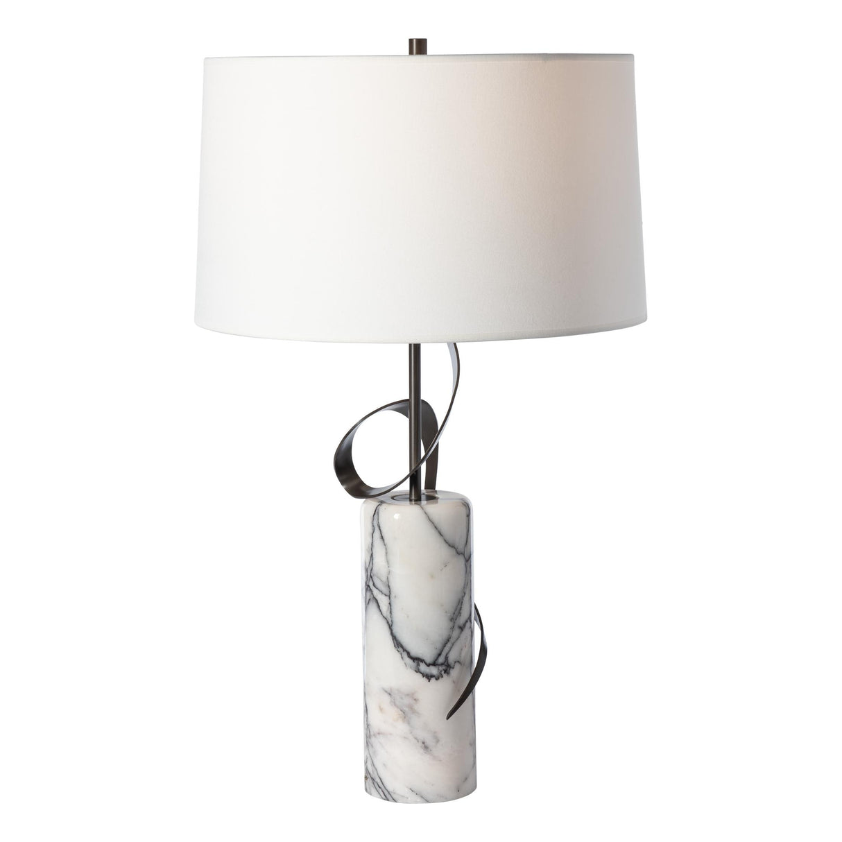 Hubbardton Forge 2023 Dark Smoke Lilac Marble Natural Anna Shade (SF) Rivulet Table Lamp