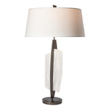 Hubbardton Forge 2025 Dark Smoke Alabaster Natural Anna Shade (SF) Volterra Table Lamp
