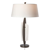 Hubbardton Forge 2025 Dark Smoke Alabaster Natural Anna Shade (SF) Volterra Table Lamp