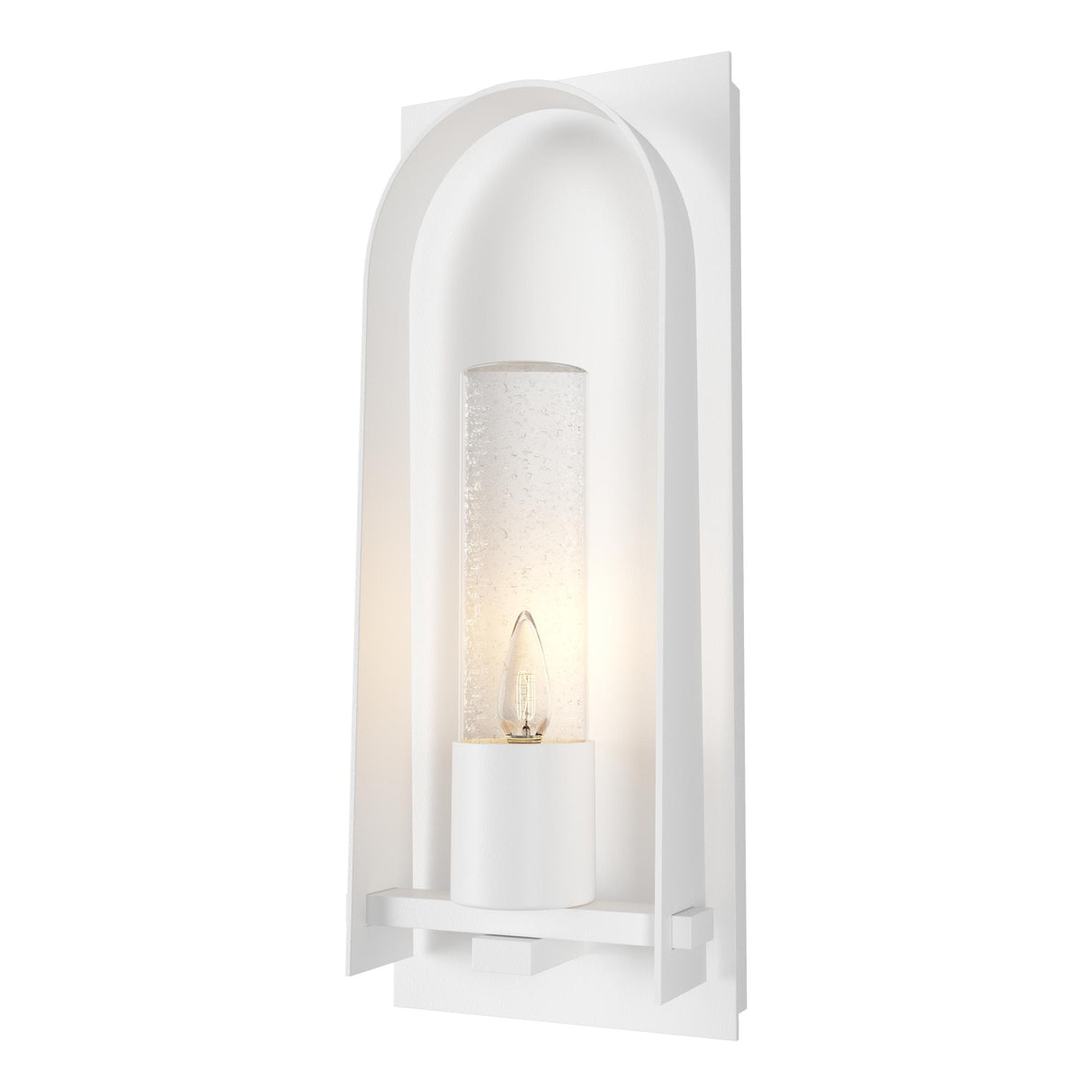 Hubbardton Forge 2024 Coastal White Seeded Clear Glass (II) Triomphe Small Outdoor Sconce