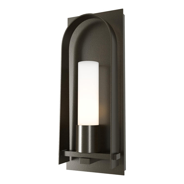 Hubbardton Forge 2024 Oil Rubbed Bronze Opal Glass (GG) Triomphe Small Outdoor Sconce