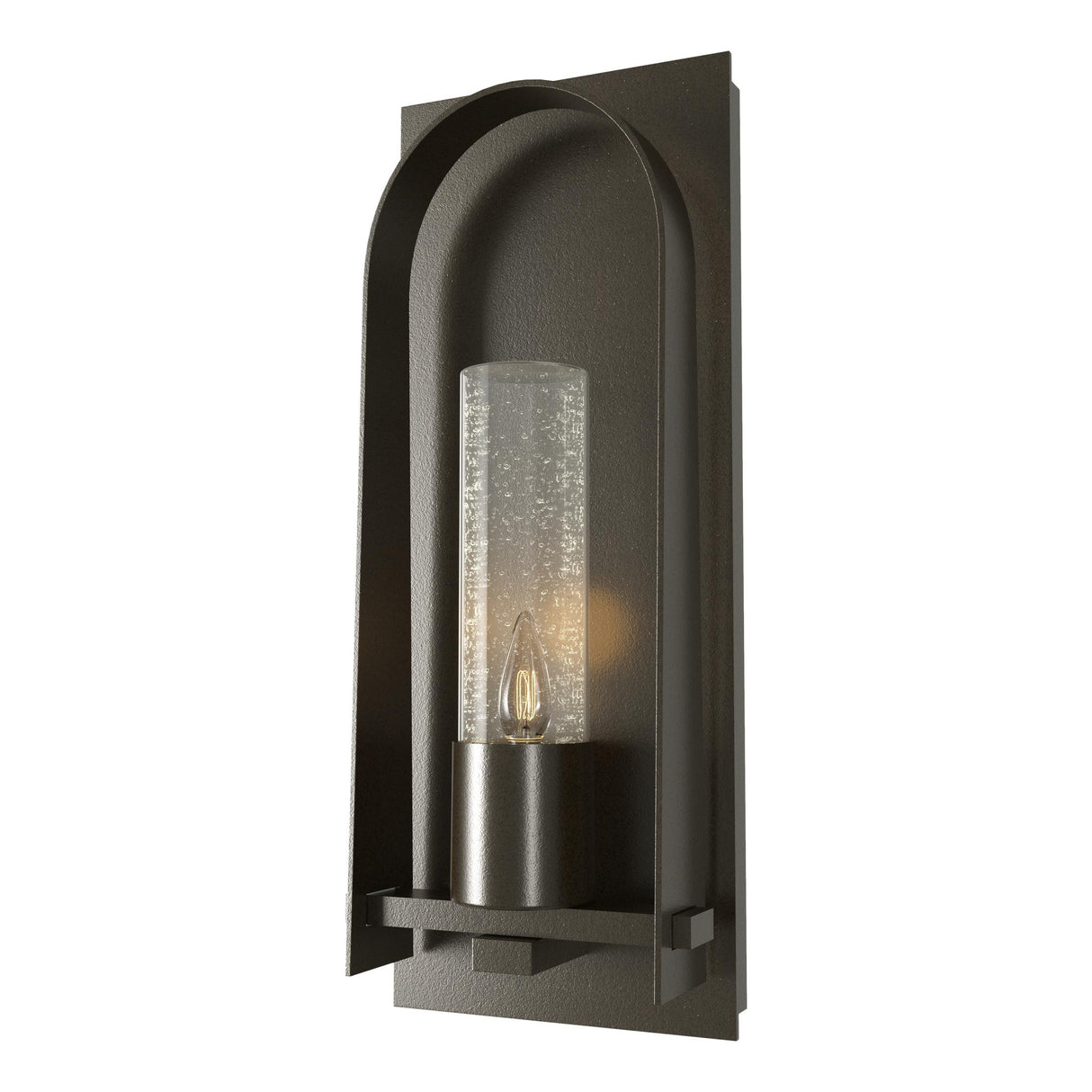 Hubbardton Forge 2024 Oil Rubbed Bronze Seeded Clear Glass (II) Triomphe Small Outdoor Sconce