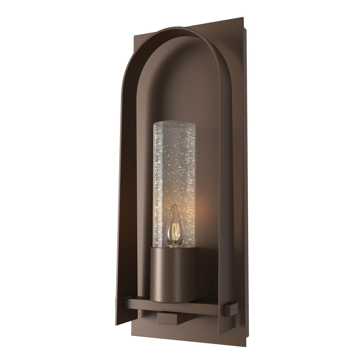 Hubbardton Forge 2024 Coastal Bronze Seeded Clear Glass (II) Triomphe Small Outdoor Sconce