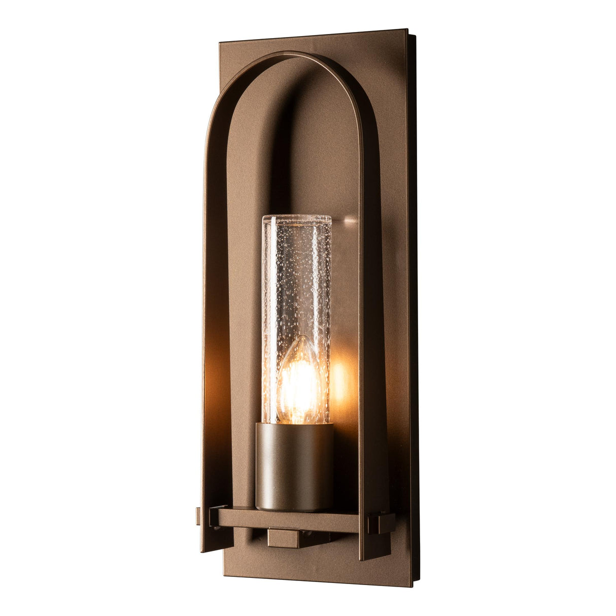 Hubbardton Forge 2024 Coastal Bronze Seeded Clear Glass (II) Triomphe Small Outdoor Sconce