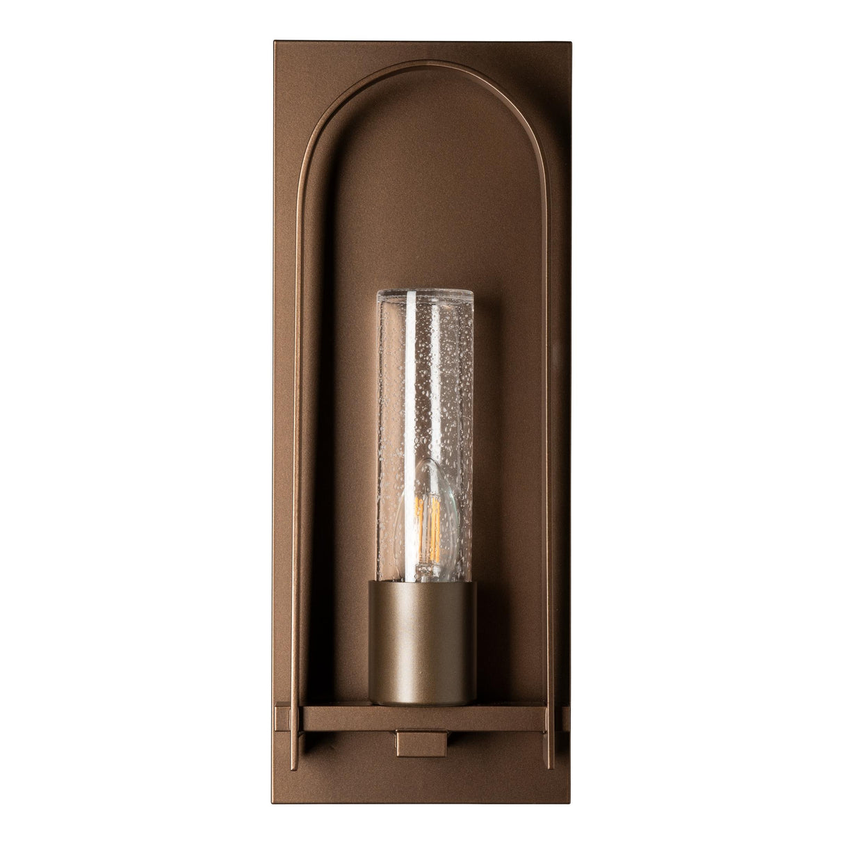 Hubbardton Forge 2024 Coastal Bronze Seeded Clear Glass (II) Triomphe Small Outdoor Sconce