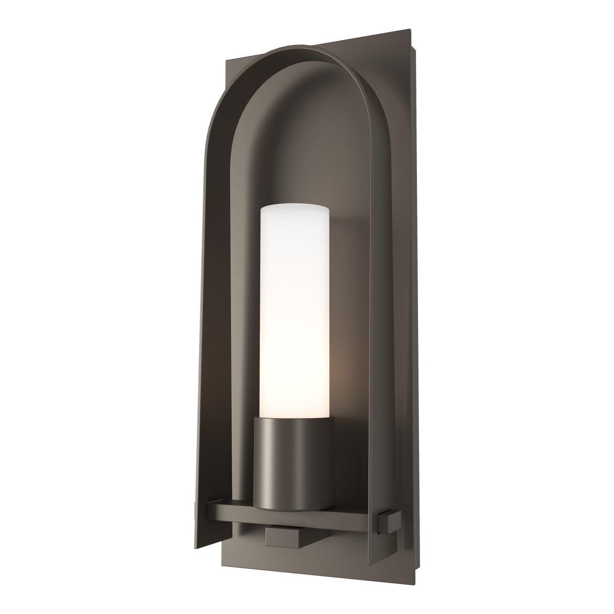 Hubbardton Forge 2024 Coastal Dark Smoke Opal Glass (GG) Triomphe Small Outdoor Sconce