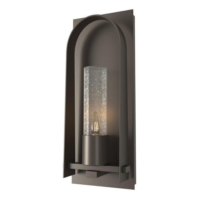 Hubbardton Forge 2024 Coastal Dark Smoke Seeded Clear Glass (II) Triomphe Small Outdoor Sconce