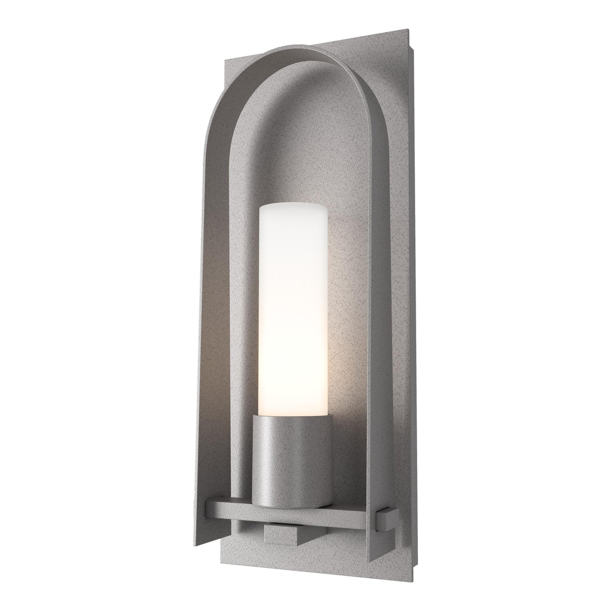Hubbardton Forge 2024 Coastal Burnished Steel Opal Glass (GG) Triomphe Small Outdoor Sconce
